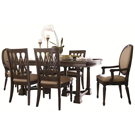 Pedestal Dining Table that Seats Six People and Chair Set with Modern Beauty